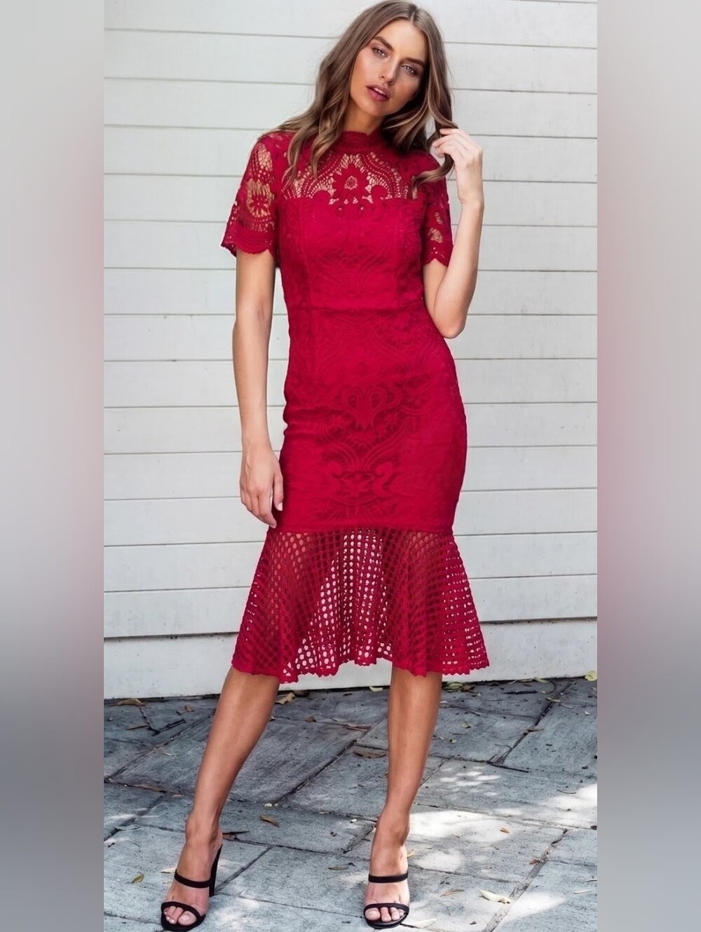 Two Sisters The Label Crystal Dress Red US 4
